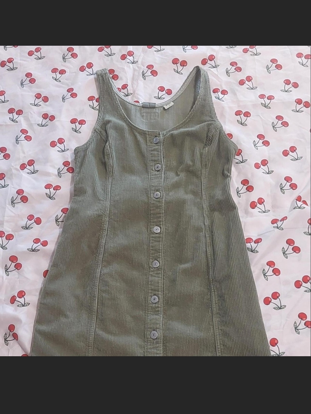 Levi's Olive Green Corduroy Button-Front Mini Dress